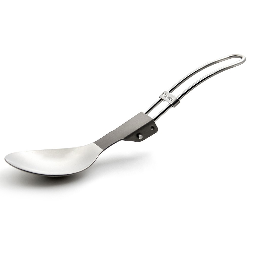 Lightweight Foldable Half Polished Titanium Spoon ..